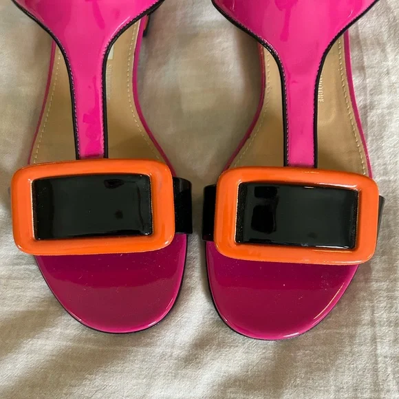 Salvatore Ferragamo Pantent Color Block Sandals - Picture 7 of 9